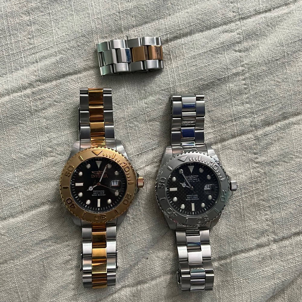 INVICTA prodiver men's watches pair silver and silver/gold